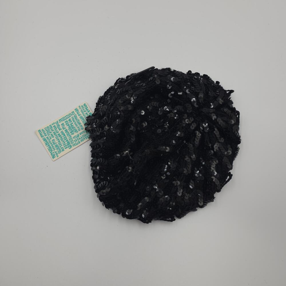 Urban Outfitters Sequin Knit Skull Cap Beanie in Black